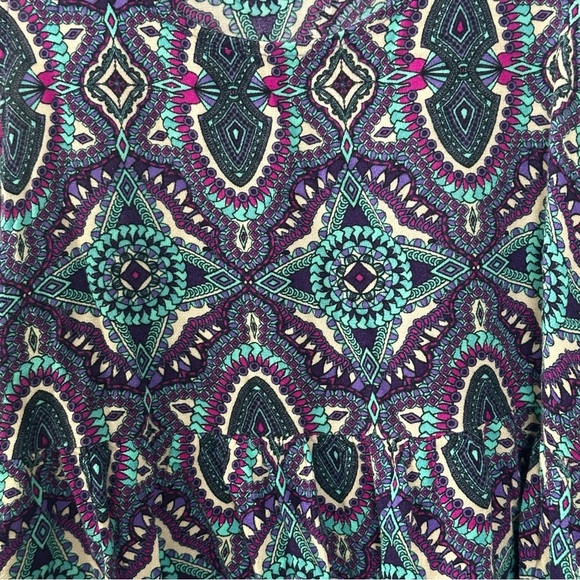 Dream Fields Boho Crochet Fringe Tank Top L Geometric Mandala Festival - Picture 3 of 8